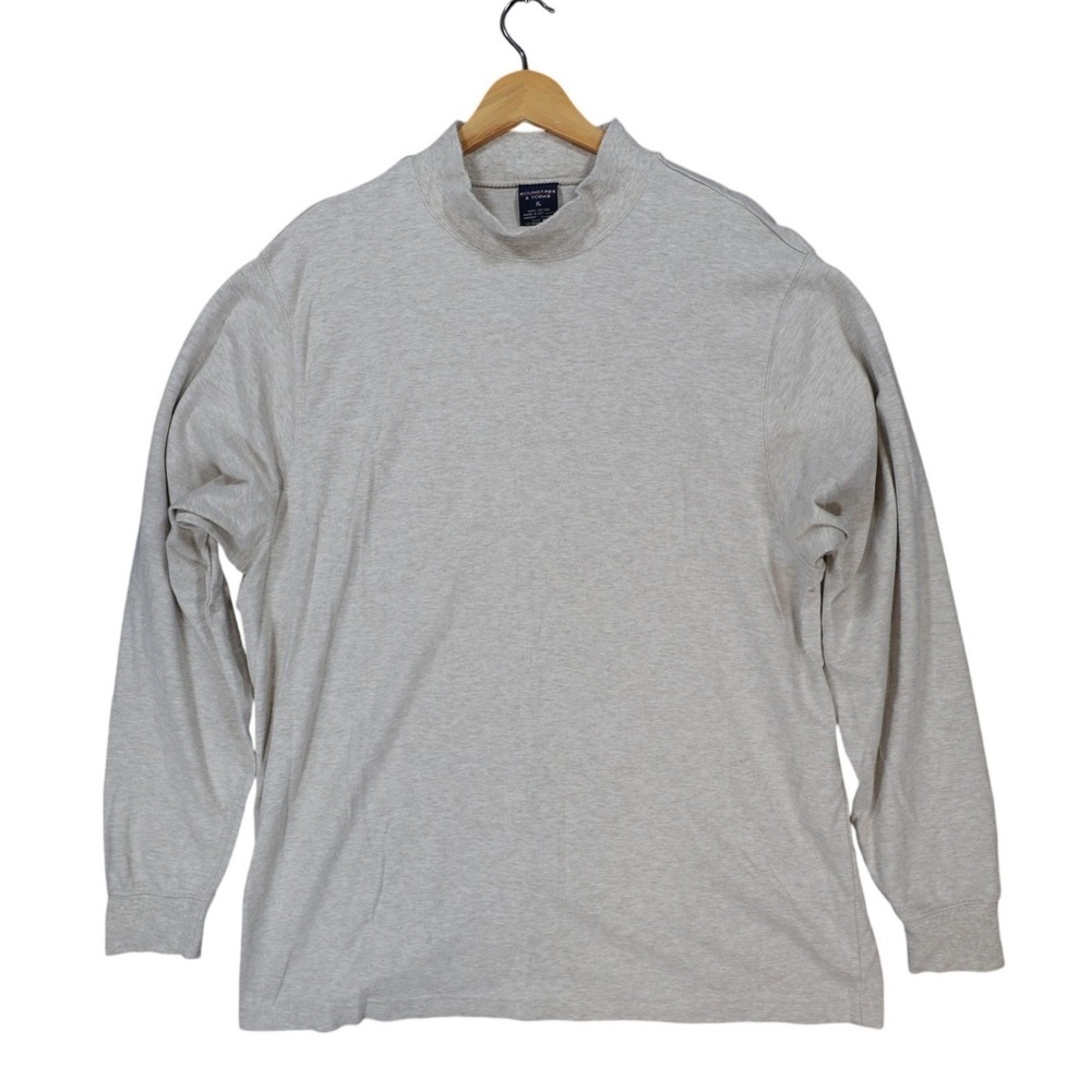 Roundtree & Yorke Mock Neck Shirt Mens XL Beige Excellent Heathered Cotton‎